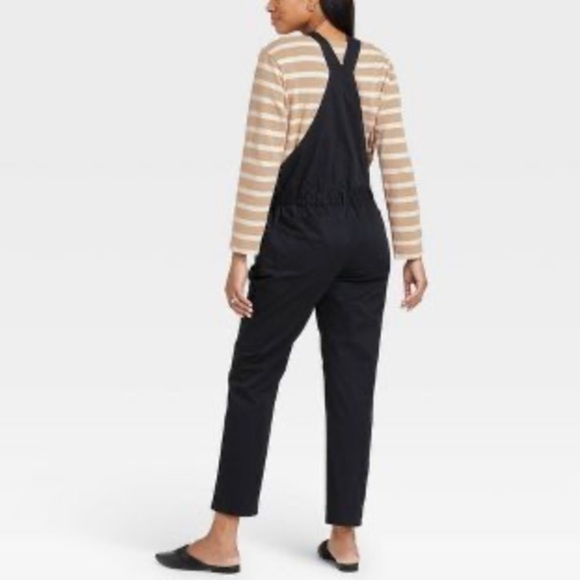 (8)- The Nines by HATCH™ Sleeveless Classic Cotton Twill Maternity Jumpsuit - Picture 2 of 11